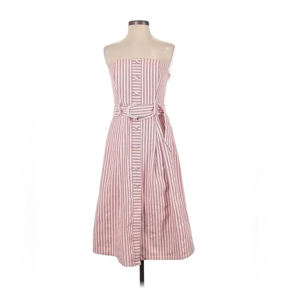 Moon River Stripe Print Belted Midi Dress - Picture 2 of 4